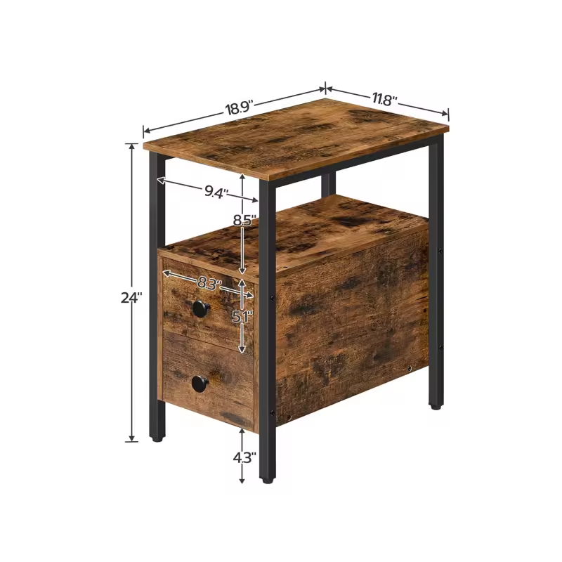 Factory Custom 24'' Tall 2 Drawer End Table Contemporary Living Room Antique Bedroom Nightstand Made Metal Wood Coffee Table