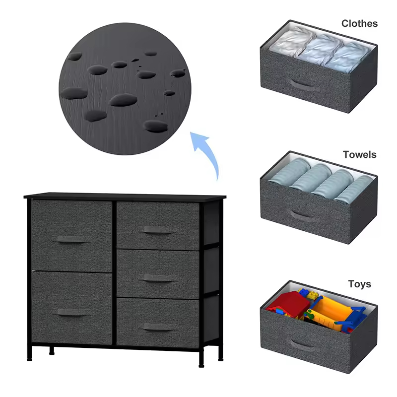 Multi-Size Fabric Drawer Chest (2/3/5/7/9 Bins) Metal Frame Space Saving Room Dresser Organizer Hotel/Apartment Storage Cabinet