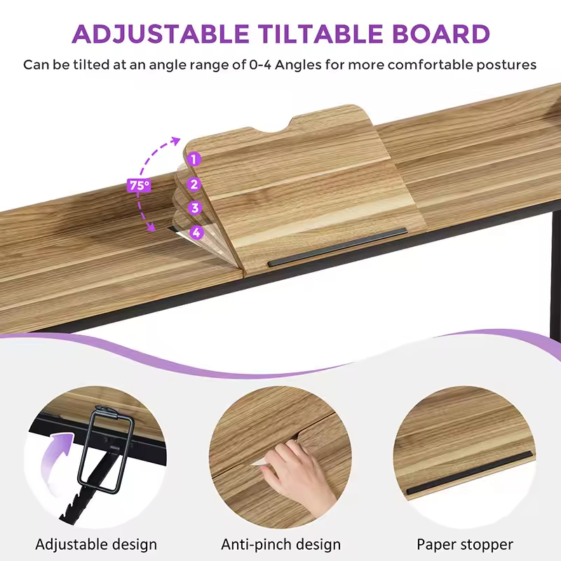 Adjustable Over-bed Rolling Desk USB Charging Station Height-Adjustable for Small Spaces Contemporary Design Wood Villa Hotel