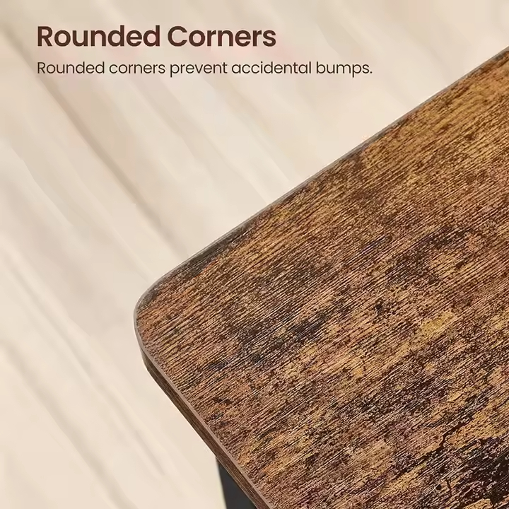 Rustic Modern Dining Chairs Strong Load-bearing Easy Assembly Wooden Seat Metal Frame Slat Back for Kitchen Living Room