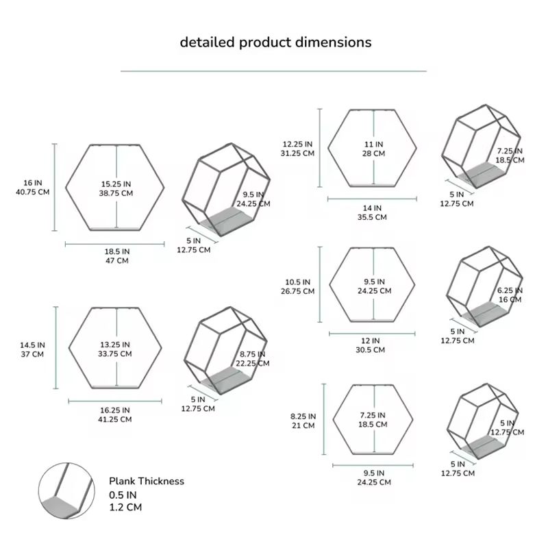 Custom 5-Piece Wall-Mounted Metal Wood Three-Layer Multifunction Contemporary Storage Shelf Coating for Bedroom Living Room