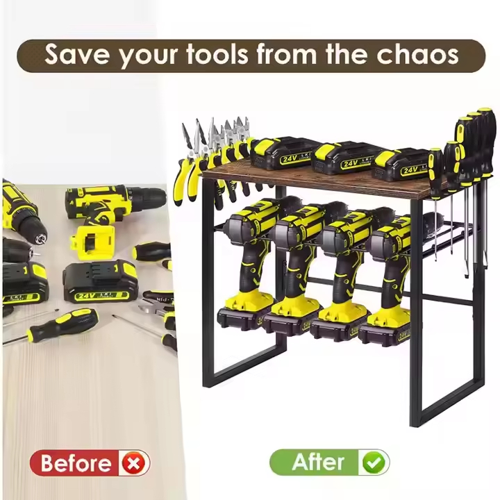 Heavy-Duty Wall-Mounted Garage Shelf Rack Power Tools Storage Box Display Utility Rack