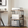 Factory Wholesale Solid Wood 3 Tier Mobile Printer Stand Cart with Wheels 2 Hooks Modern Design Office Furniture Bedroom Use