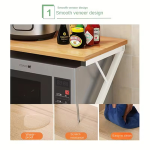 Custom Fruit and Vegetable Storage Rack with 2 Shelves Table Top Thickened Metal and Wood Modern Design Customizable Color