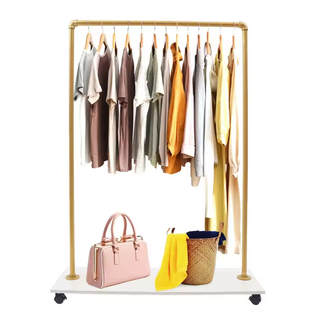 OEM & ODM 51.2 Inch Simple Freestanding Metal and Wood Detachable Garment Rack for Bathroom Living Room Wardrobe Use