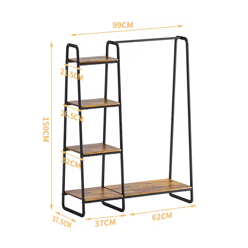 Manufacturer Custom Foldable Detachable Multifunctional Steel Four-Layer Storage Clothes Rack for Wardrobe Bathroom Living Room