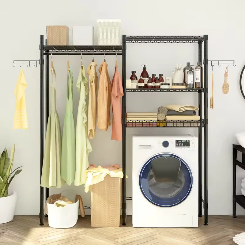 Factory Custom Heavy Duty 3-Tier Steel Rack Powder Coated Bathroom Garment and Washing Machine Storage Shelves for Living Room