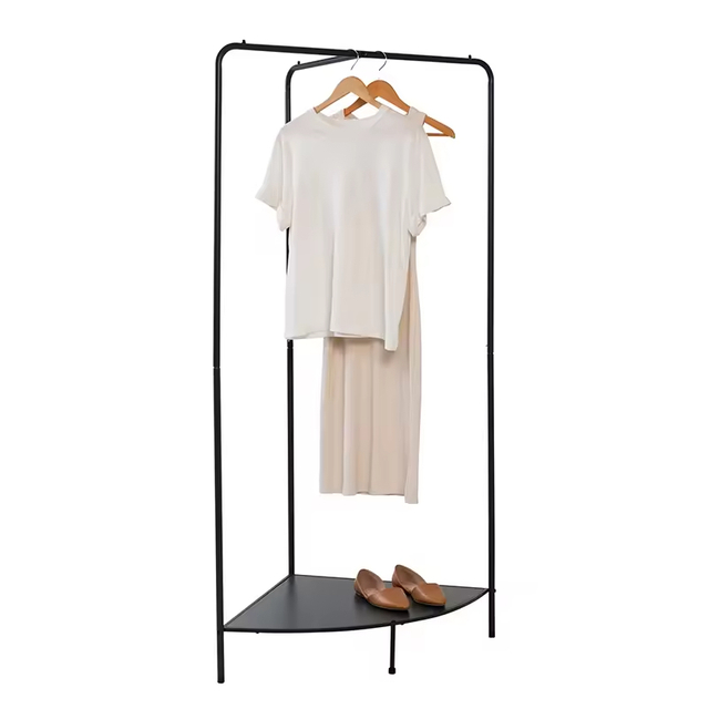 OEM ODM Simple Design Customized Color Metal Freestanding Corner Waterproof Foldable Clothing Rack for Bathroom Wardrobe Garment