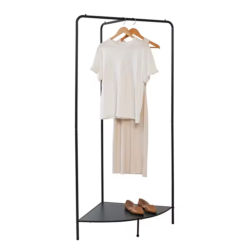 OEM ODM Simple Design Customized Color Metal Freestanding Corner Waterproof Foldable Clothing Rack for Bathroom Wardrobe Garment
