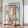 OEM & ODM Factory Metal Clothing Rack with Wheels Double Rails 110 LBS Capacity Indoor Use for Bedroom Bathroom Clothes Storage