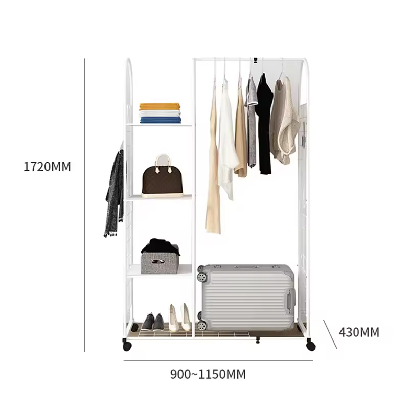 Custom Clothes Storage Hanger Rack Luggage Storage Rack Gold and White Coat Hangers Bedroom Floor Drying Rack