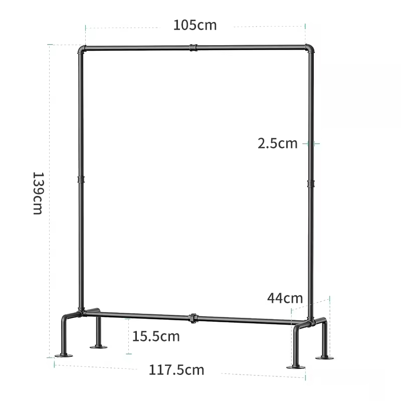 Factory Custom Wholesale Single Pole Drop Belt Wheel Rolling With Brake Industrial Pipe Clothing Rack Black Drying Rack
