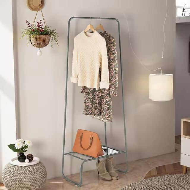 Modern Double-Tier Cloth Rack Stand Metal Furniture with Detachable Design for Wardrobe or Bathroom for Hanging Clothes Coats