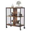 Custom Two-Tier Metal Wood Modern Freestanding Kitchen & Living Room Display Storage Rack with Power Charging Customizable Color