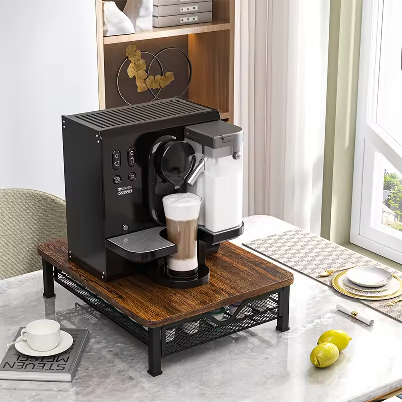 Custom Coffee Machine Cup Milk Sugar Storage Rack Coffee Machine Rack Wood Coffee Syrup Rack Organizer
