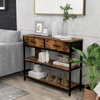 OEM ODM Factory Custom Multifunctional Double Tier Vintage Industrial Narrow Long Table Living Room Console Table with Drawers
