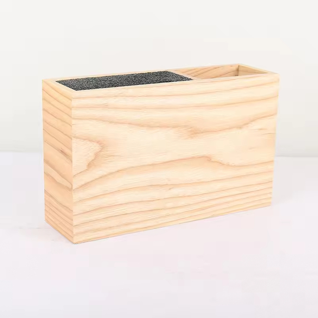 Bamboo Wooden Knife Holder with Blocks & Roll Bags-Modern Home Decor Durable & Space-Saving