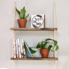 Wood Rectangle Modern Hanging Shelf Wall Swing Storage Shelves 3-Tier Jute Rope Organizer