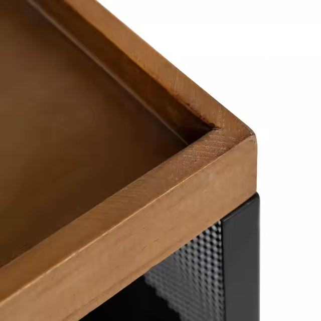 Modern Design OEM/ODM Rolling Storage Cart with Antique Color Steel Wood Three Layer Storage Table with Drawers