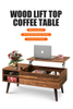 OEM&ODM Wood Lift Top Coffee Table with Hidden Compartment and Adjustable Storage Shelf Lift Tabletop Dining Table