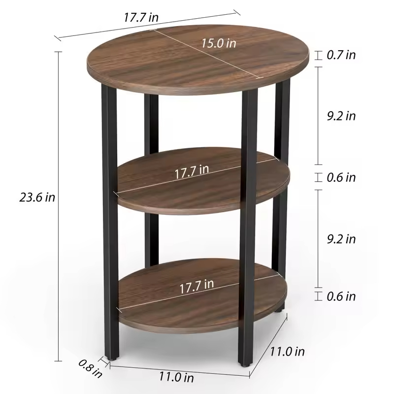ODM OEM 3-Tier Storage Side Table round Coffee Table for Home Office & Living Room Workshop Furniture End Table