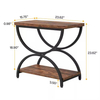Factory Custom 23.62in Rustic Brown & Black Rectangle Wood End Side Accent Table with Stylish 2-Tier Metal Frame for Dining