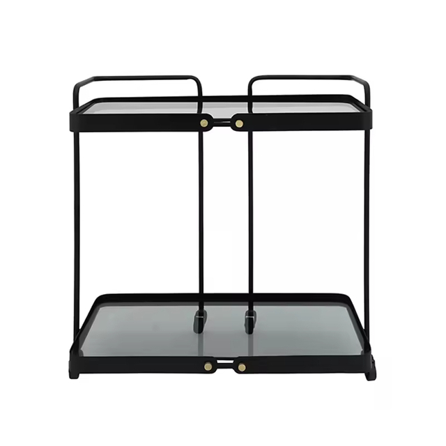 Modern Good Quality Decorative Glass Drinks Trolley Golden Metal Bar Cart Used for Home Hotel