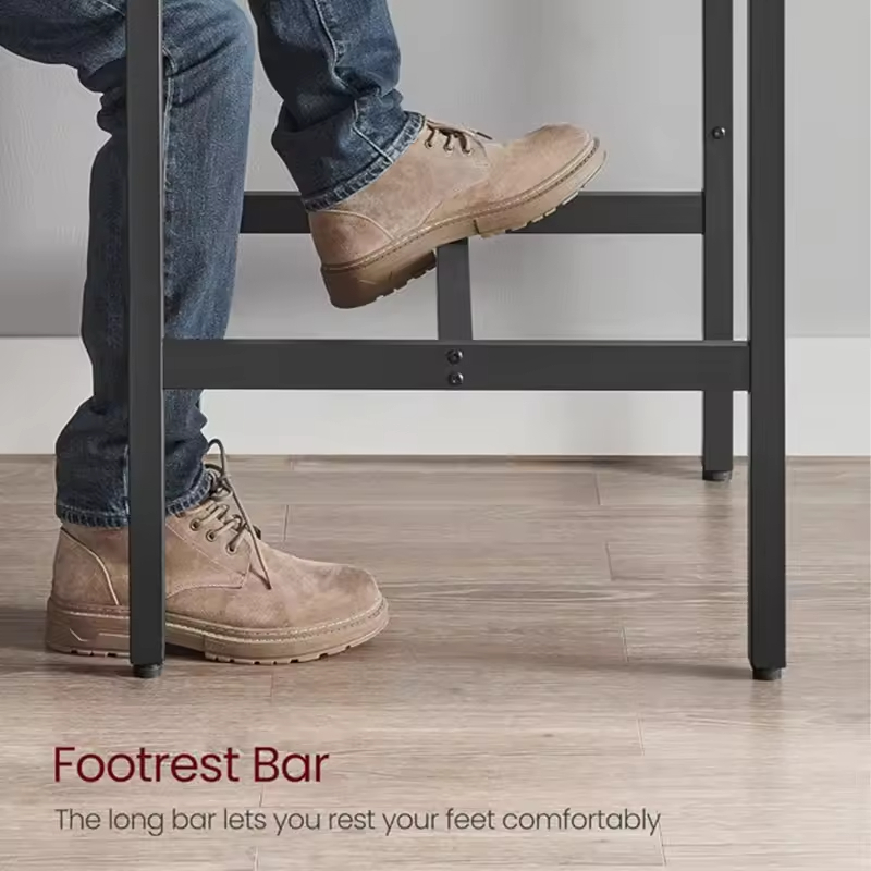 Industrial Bar Stools/Rustic Breakfast Chair with Footrest in Living Room/Party for Kitchen Brown