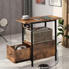 OEM ODM Narrow Console Table Charging Station Wood+Metal Storage Shelves End Table Nightstand Bedside Tables USB Ports Power