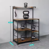 Wholesale 6-Tier Metal Wood Combined Kitchen Storage Rack Manufacturer's Baker Rack with Power Outlet for Kitchen Islands Carts
