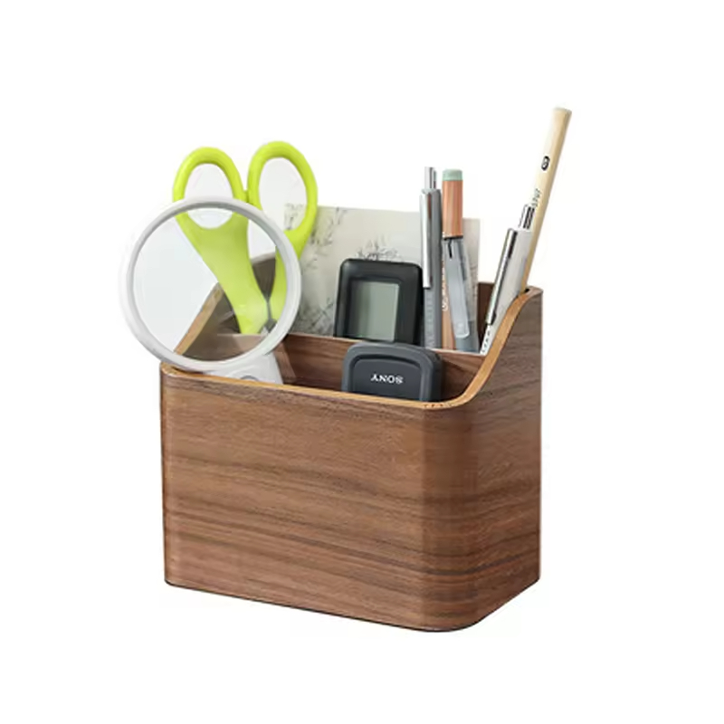 Modern Multi-Functional Creative Wooden Pen Holder Solid Wood Desktop Remote Control Storage Box Organizer Customizable