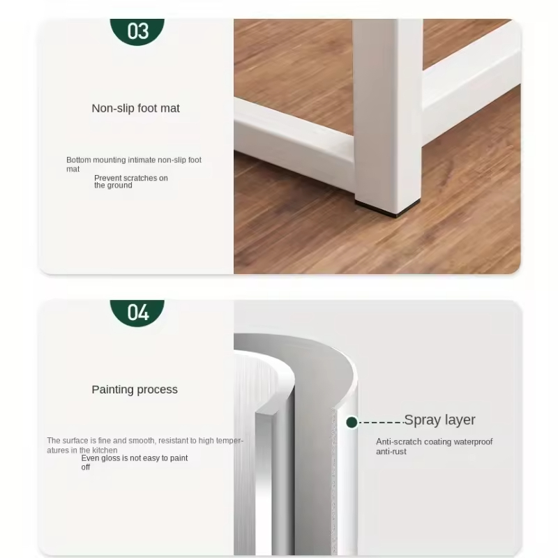 Factory Custom Large Capacity Metal and Wooden Kitchen Storage Rack with Three Baskets Kitchen Storage Shelf Oven Rack