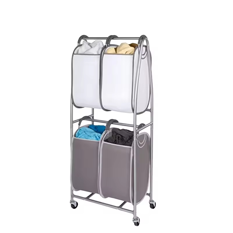 White/Charcoal Durable Eco-Friendly Fabric Stackable Storage Bins Secure Lid for Home Kitchen Bathroom Beverage Food Tableware