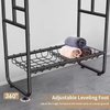 Portable Freestanding Towel Rack Collapsible 3-Tier Design with Baskets & Hooks for Dorm/Laundry Room/Camping