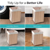 Factory Custom Double Tier Foldable Waterproof Steel & Polyester Wood Bathroom Laundry Hamper with Removable Design