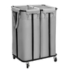 High-Capacity Wheeled Steel & Polyester Waterproof Laundry Hamper with Customizable Storage for Bathroom and Clothing
