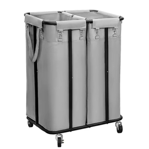 High-Capacity Wheeled Steel & Polyester Waterproof Laundry Hamper with Customizable Storage for Bathroom and Clothing