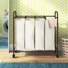Factory ODM Metal and Wood Laundry Basket with Wheels for Kitchen and Bathroom Use Strong Load-bearing Capacity