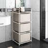 Bathroom Laundry Basket 3-layer Clothing Storage Carbon Steel Wood Rectangle Multifunction Standing Household