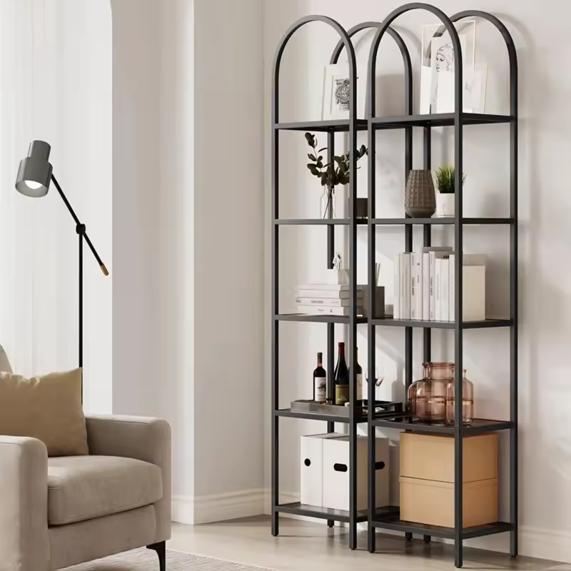 ODM OEM 72.2'' H X 15.7'' W X 11.9'' D 5-tier Wood & Metal Corner Storage Shelf Bookcase for Living Room Office or Showroom