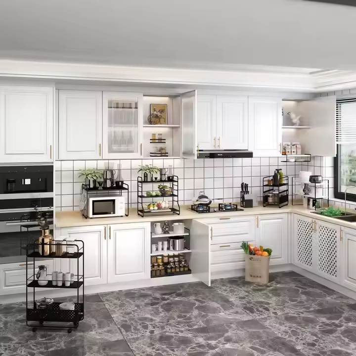 Three-Piece Metal Expandable Seasoning Jar Set Kitchen Herb Spice Tools Shaker Lid Wood Bamboo Spice Spoon Salt Pepper Storage