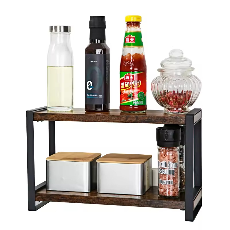 Manufacturer Wholesale 2-layer Seasoning Rack Kitchen Storage Rack Desktop Multifunctional 2-layer Storage Rack