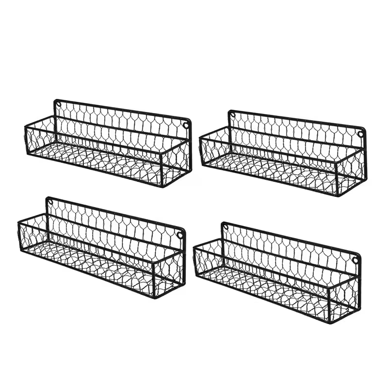 Factory Custom Kitchen Storage Rack Wall Mounted Spice Jar & Rack Set 4-Layers Kitchen Stainless Steel Seasoning Rack
