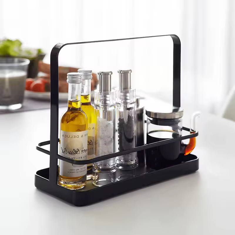 Custom Single Layer Seasoning Rack Counter Top Carbon Steel Storage Shelf Organizer for Home Spice Rack Organizer Kitchen