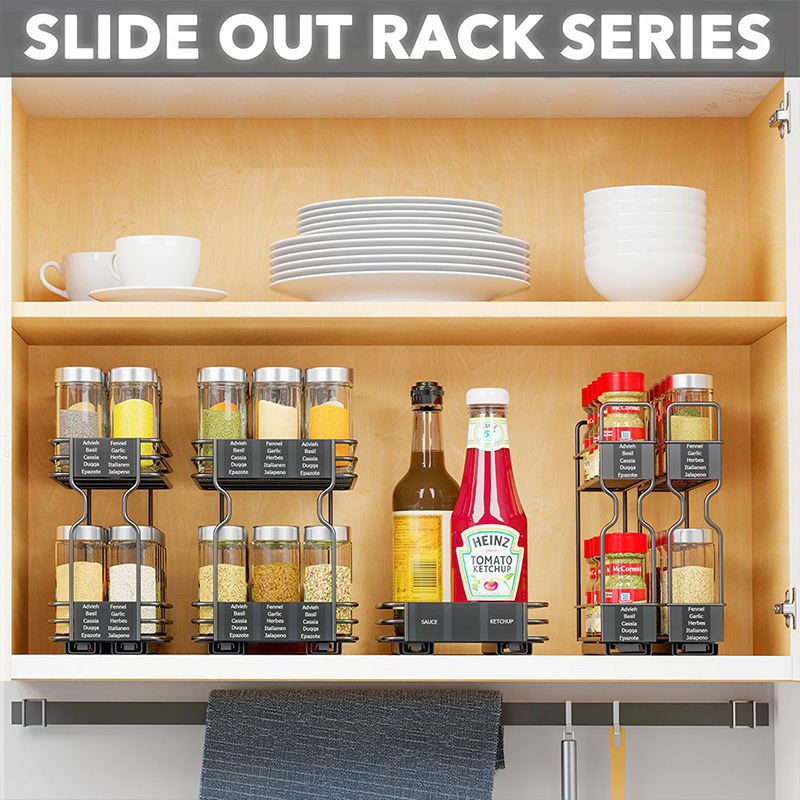 Hot-selling ODM Seasoning Rack Counter Top Carbon Steel Storage Shelf Organizer for Home Kitchen Spice Rack Organizer