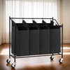 4-Section Laundry Hamper Rolling Wheels Commercial Laundry Basket Heavy Duty Sorting Cart for Hotel/Apartment/Laundry Room