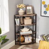 Factory Custom 4-Tier Corner Open Shelf,Bookcase Freestanding Shelving Unit Plant Stand Small Bookshelf