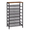 Custom 8-Tier Industrial Rustic Brown Metal Shoe Rack Organizer Sturdy Large Capacity Living Room Shoe Storage