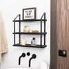 Factory Custom Wall Mounted Wooden Storage Display Rack with Metal Bracket for Living Room Bathroom Bedroom Kitchen and Office