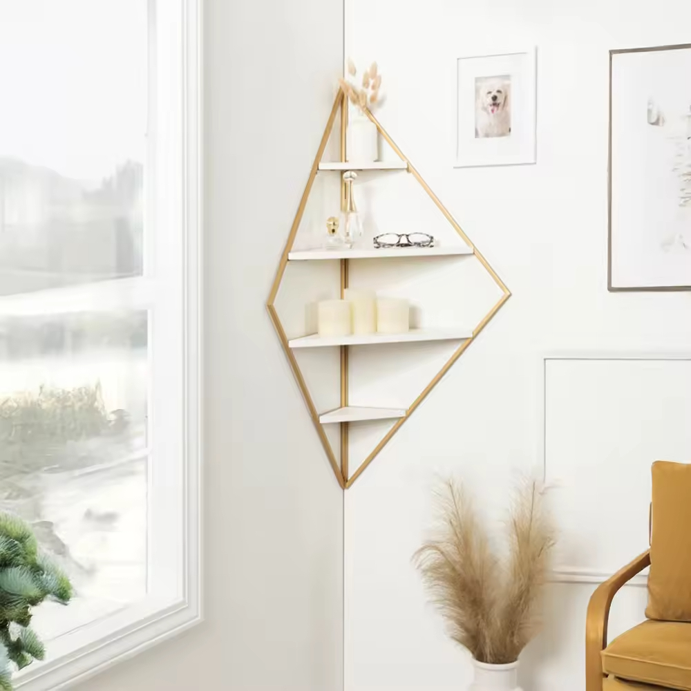 OEM&ODM 4 Shelves Diamond Corner Shelf Corner rack Mul-tifunctional Rack Magic Sticker Shower Rack Shelf